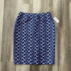 Jones Studio pencil skirt size 4 geometric print blue NEW